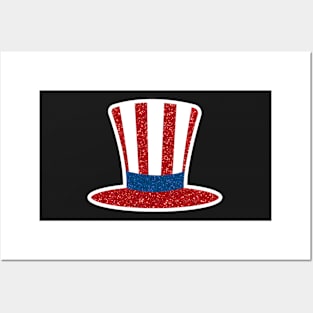 American Flag Top Hat Glitter Posters and Art